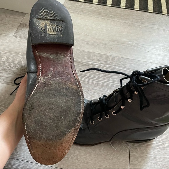 Vintage Justin Fringe Kilte Roper Boots Genuine Leather Cowboy Western Grey Mens - Picture 11 of 12